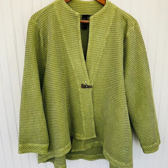 Focus Casual Life Sweaters - Focus Casual Life Waffle Knit Cardigan Langenlook Women's Sz XL
